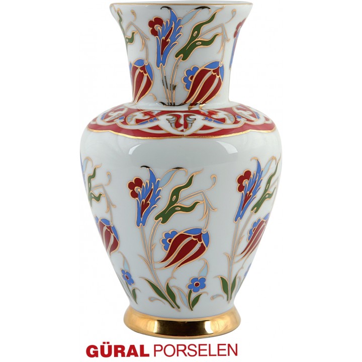 Ceren El Dekorlu 18 cm Porselen Vazo – Kadife Kutulu